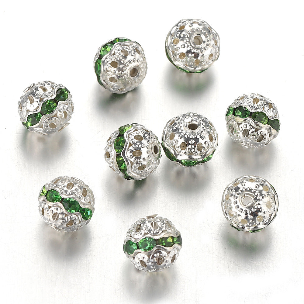 Wholesale 50PCS 8-10mm Hollow Rhinestone Spherical DIY Spacer Beads